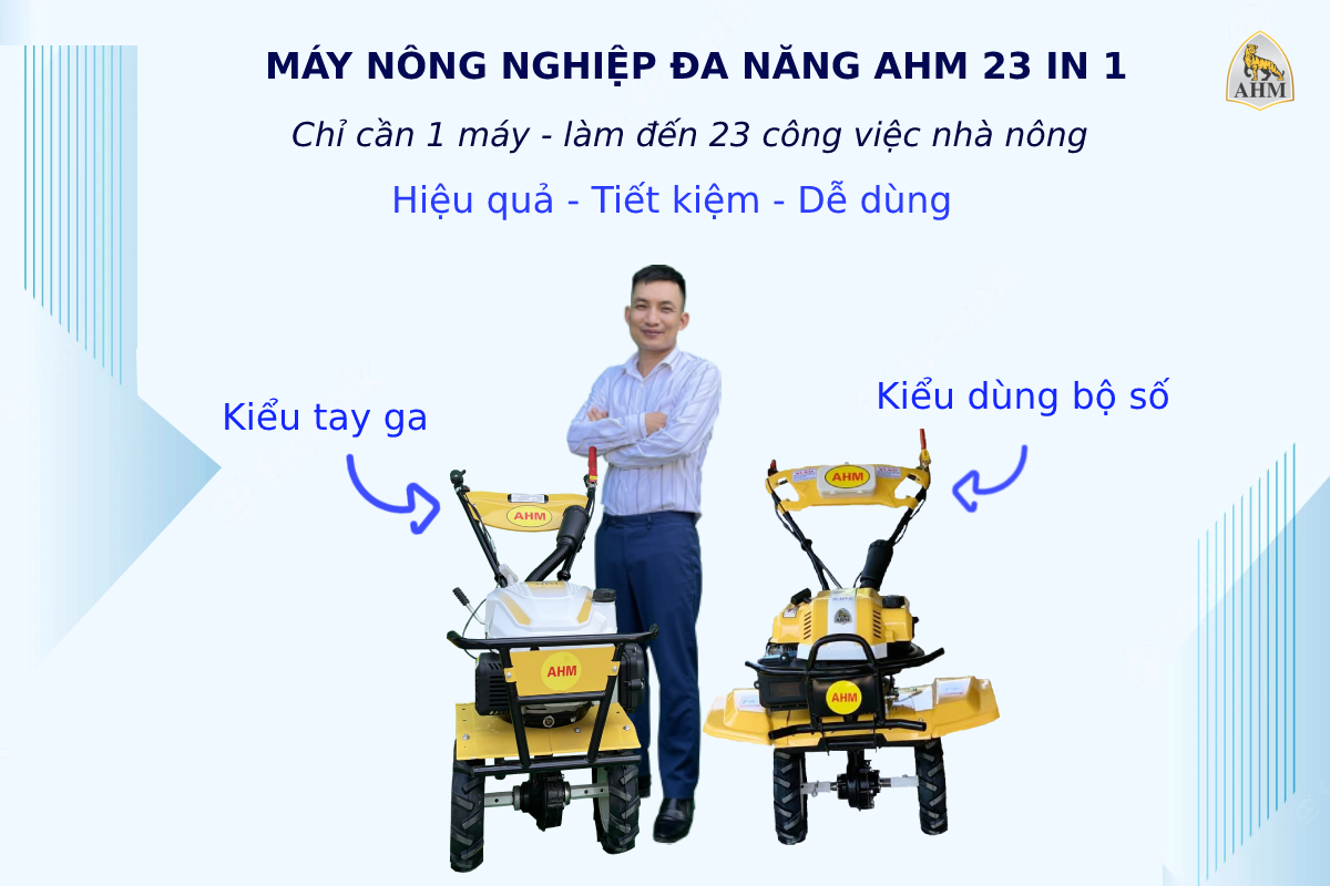 Máy úp trục đứng AHM bản tay ga và bản có số